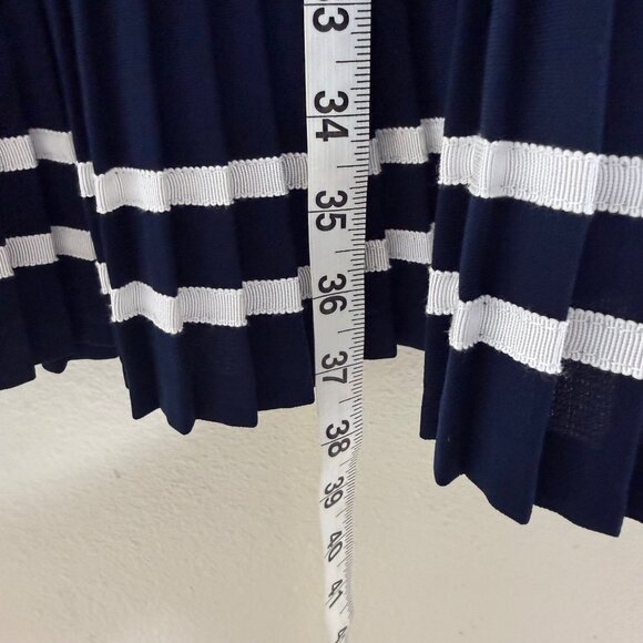 VTG Sonia K Navy & White Sleeveless Dress w/ Pleated Hem Button Front Sz M - Picture 8 of 10